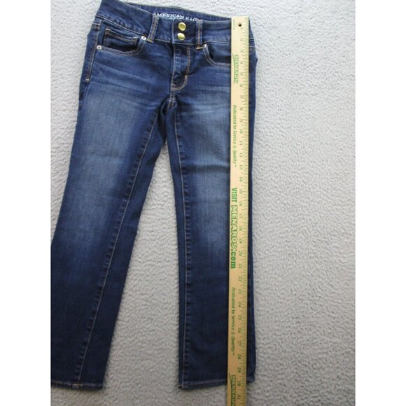 American Eagle Jeans Women's 0 Artist Crop Dark Wash Stretch Blue Pants Denim - Picture 7 of 11